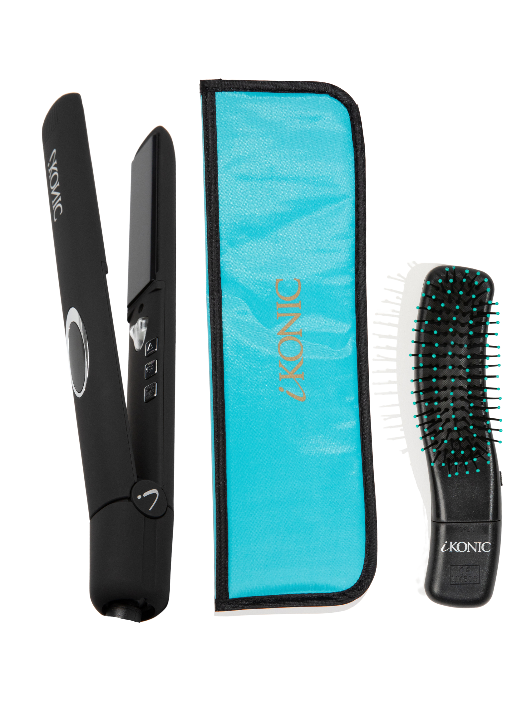 IKONIC GIFT BOX- Supernova Tourmaline Flat Iron With Brush and Pouch Set