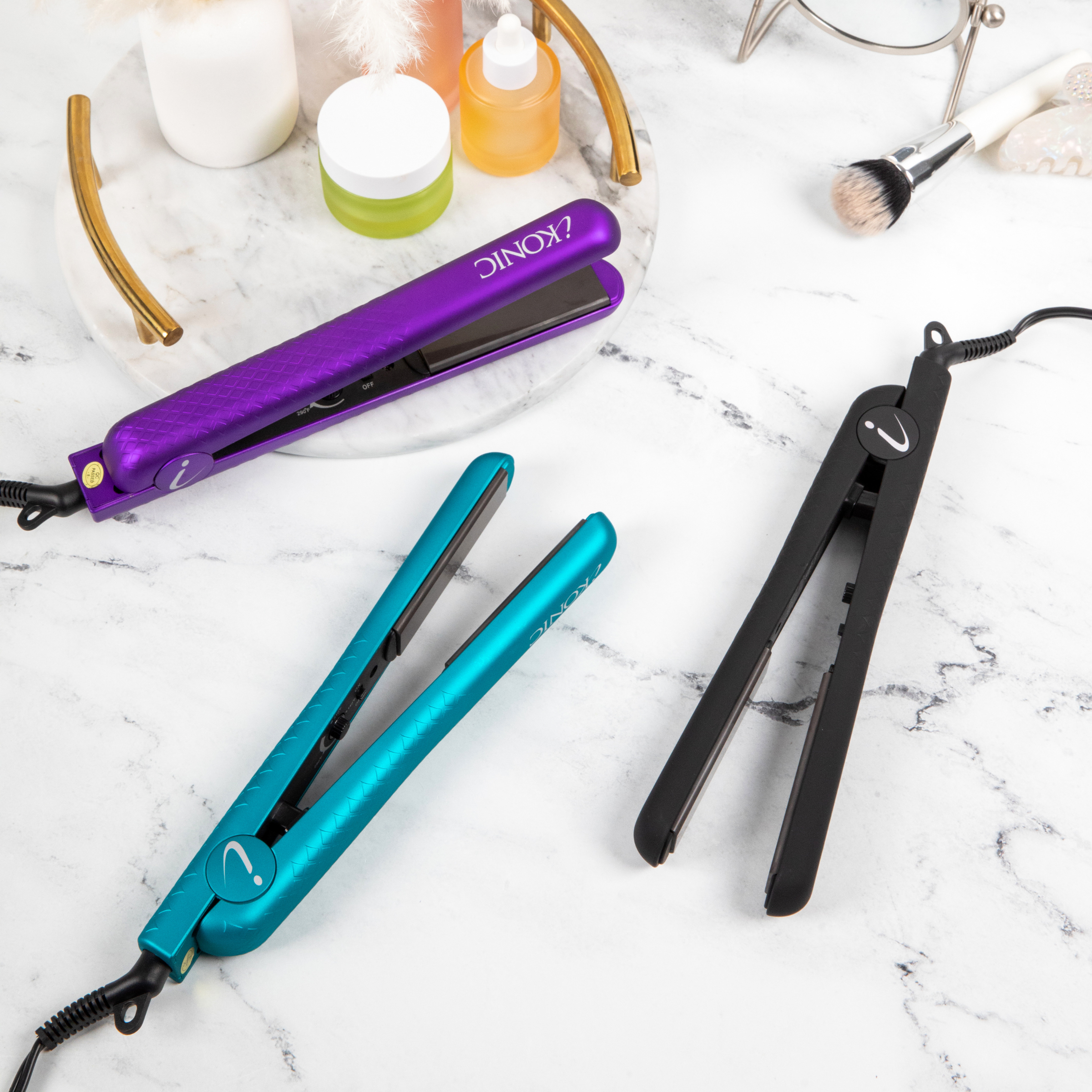 Persona Ceramic Flat Iron With Brush and Pouch Set