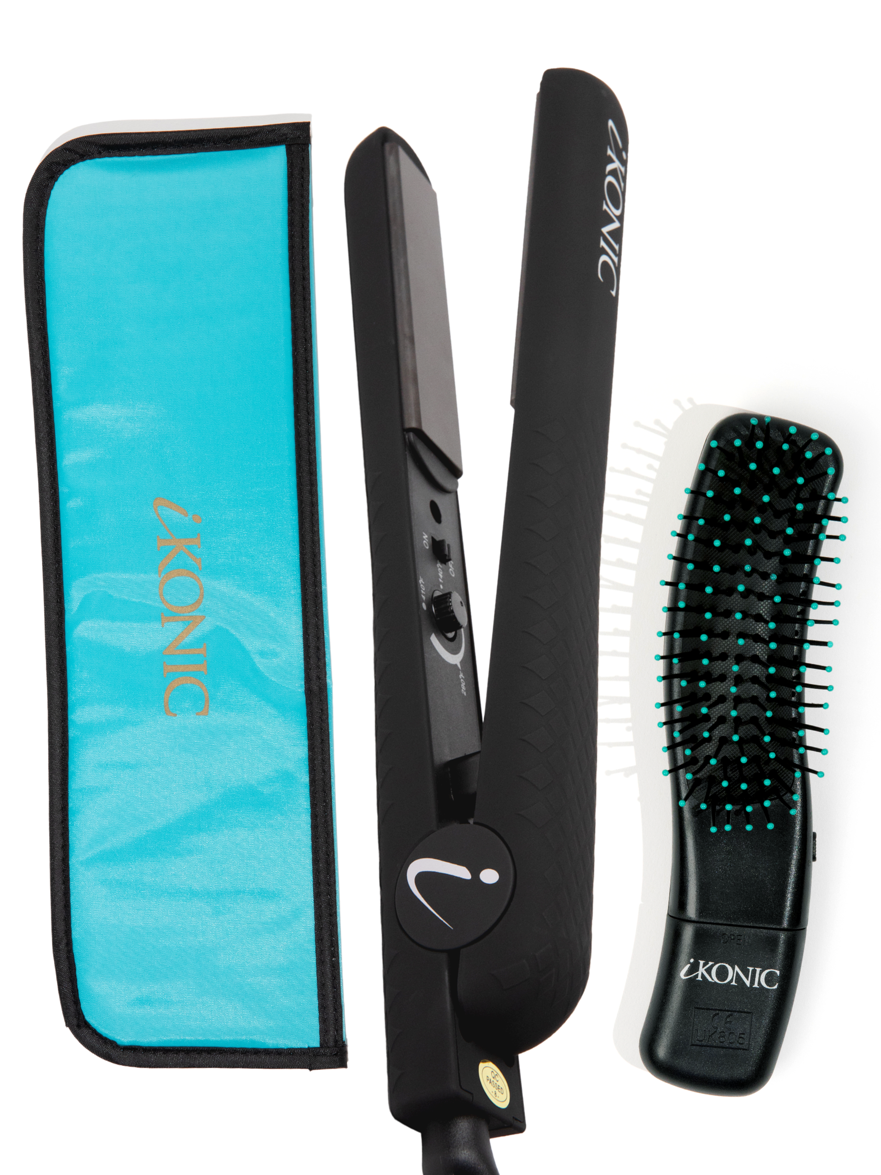 Persona Ceramic Flat Iron With Brush and Pouch Set