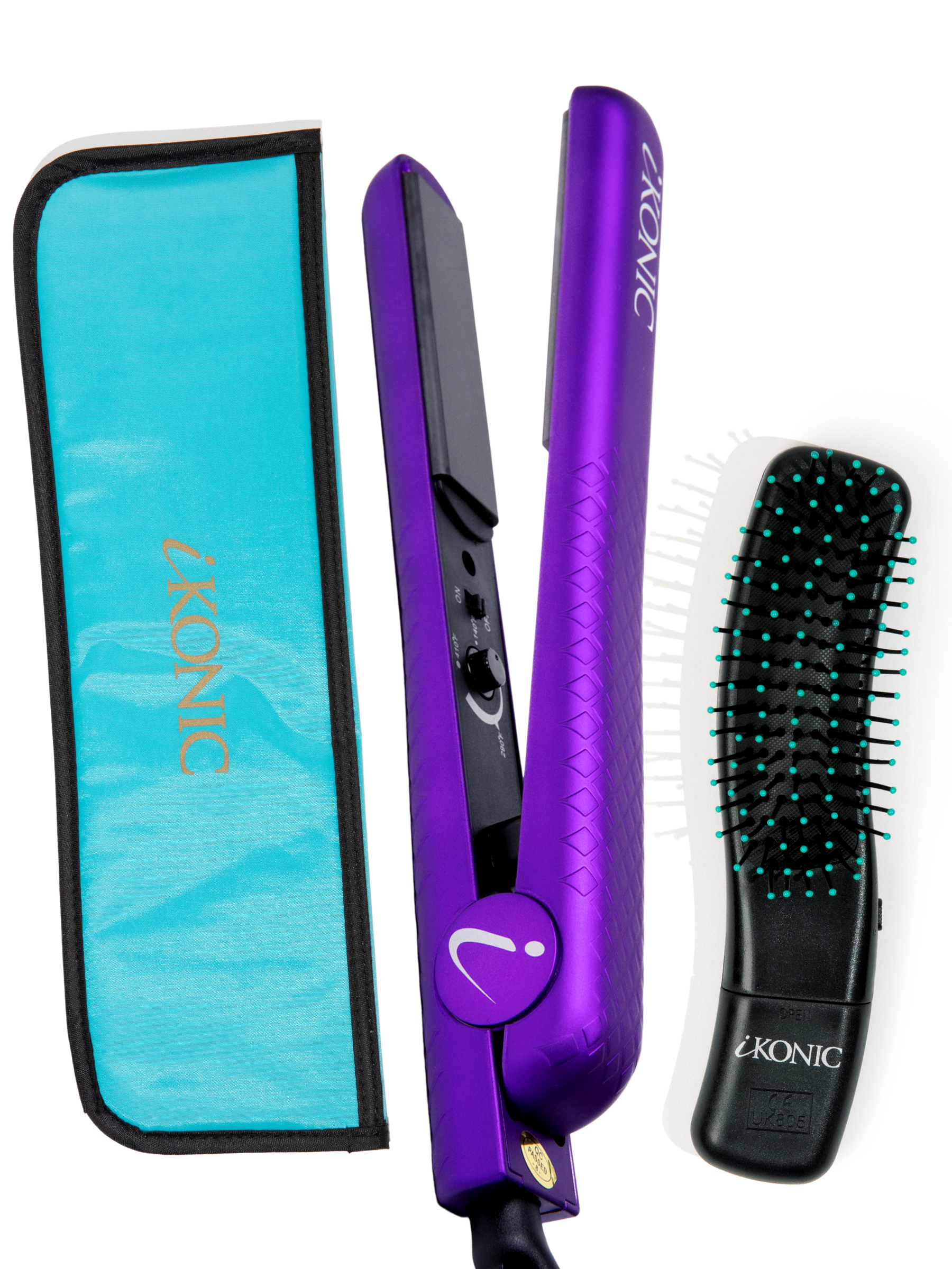 Persona Ceramic Flat Iron With Brush and Pouch Set