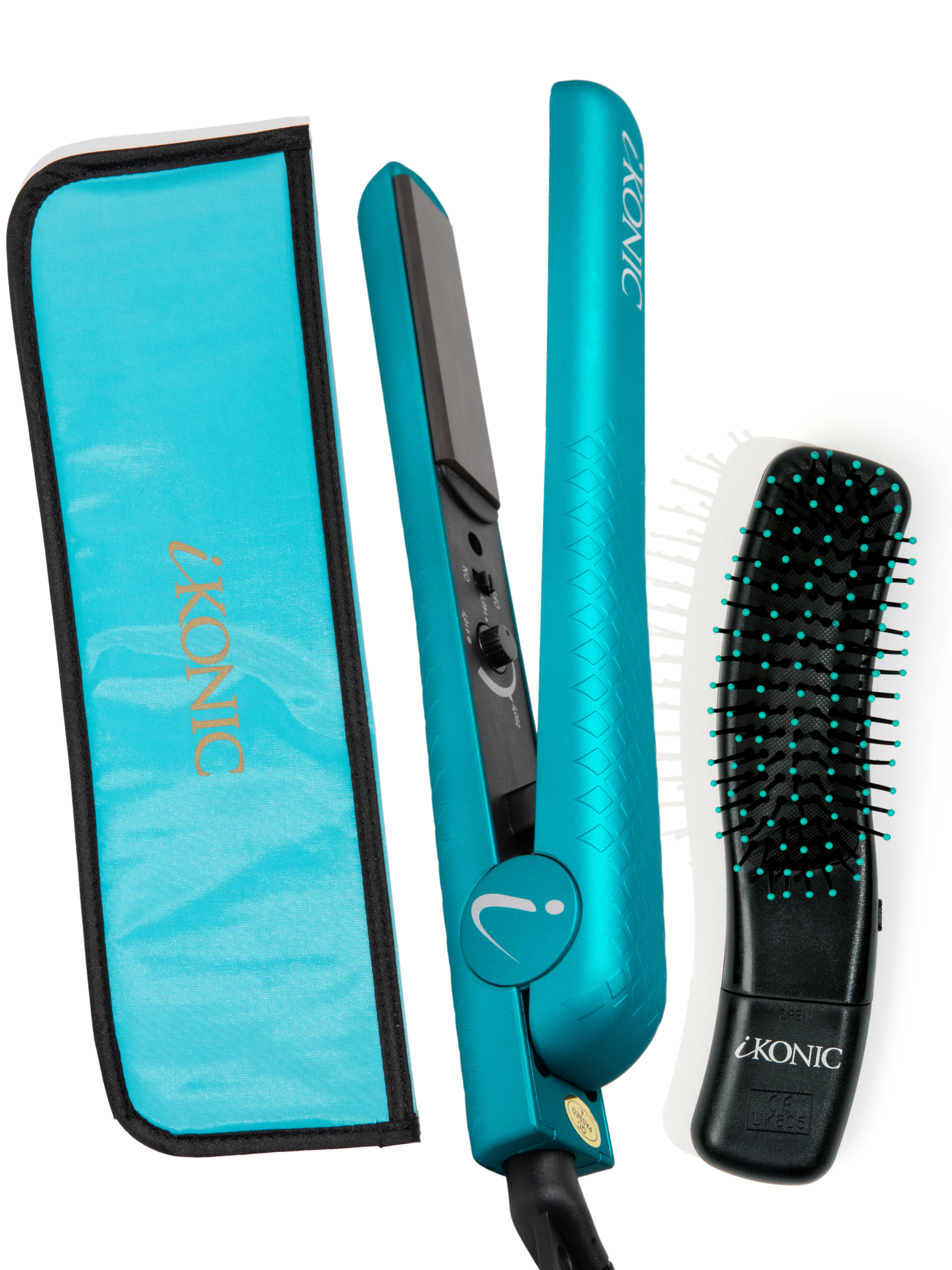 Persona Ceramic Flat Iron With Brush and Pouch Set